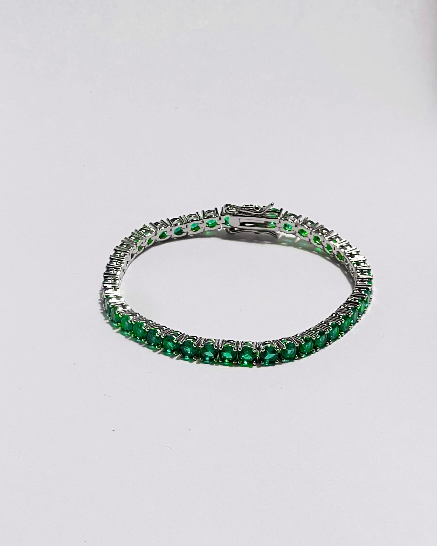 Emerald Silver Tennis Bracelet