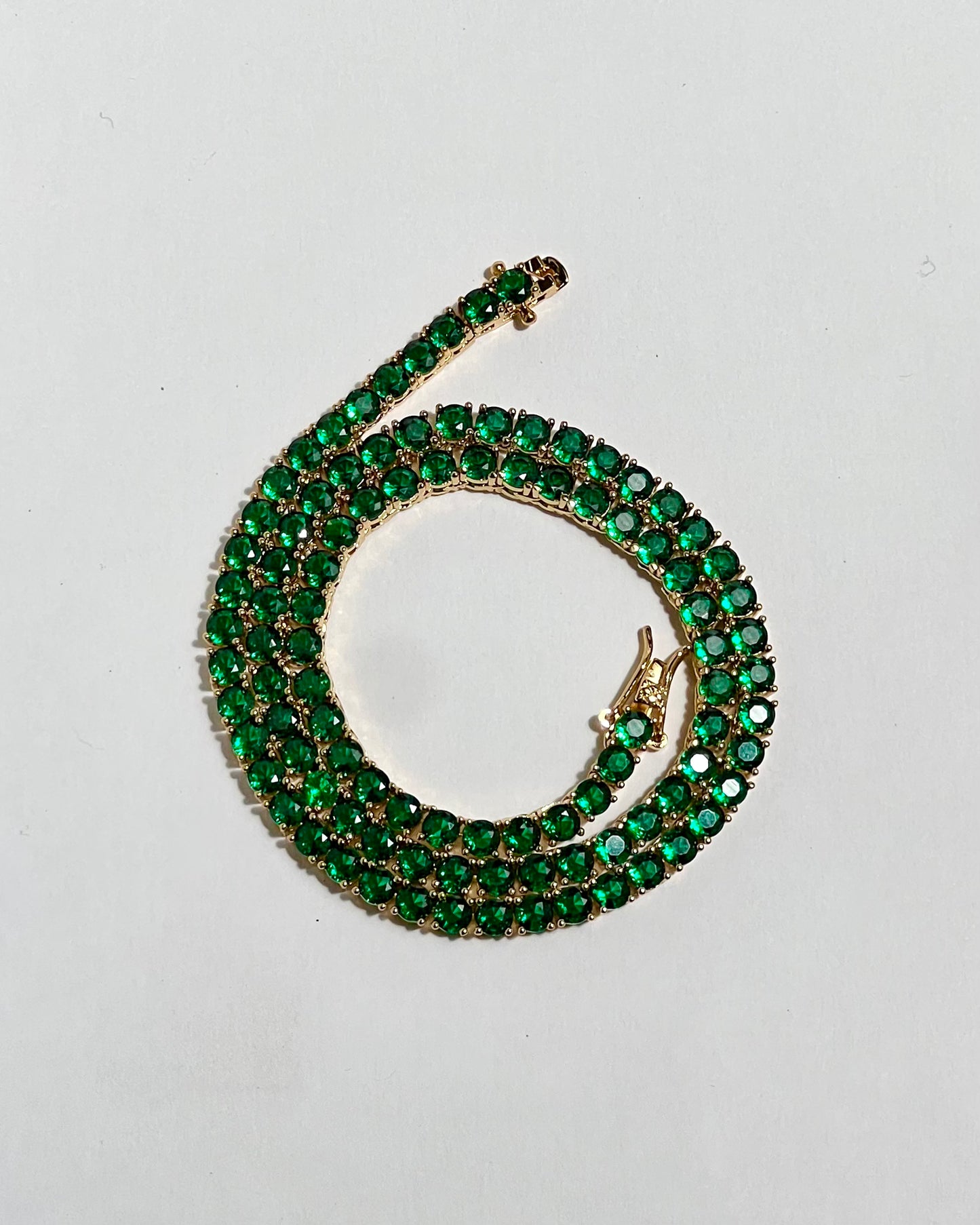 Emerald Gold Tennis Necklace