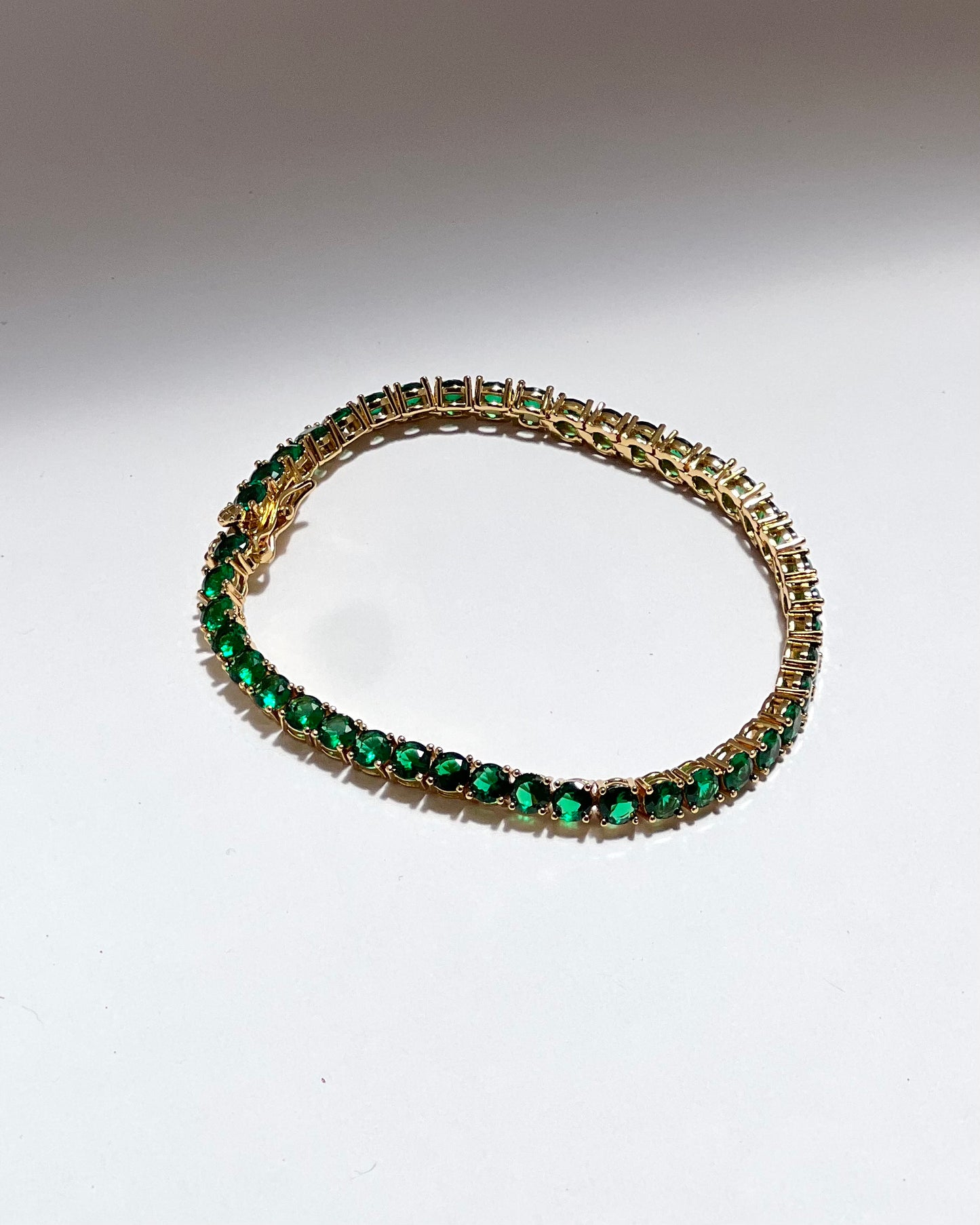 Emerald Gold Tennis Bracelet